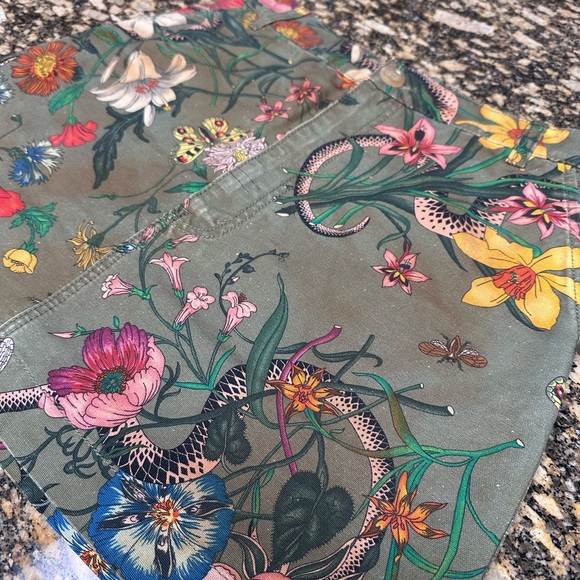 Gucci Flora Snake Green Mini A-Line Skirt -Size 42 - Picture 2 of 7